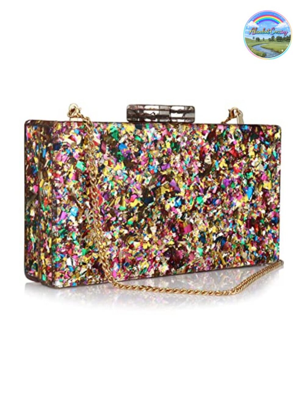 Acrylic Geometric Perspex Box Clutch Evening Crossbody Handbag with Detachable
